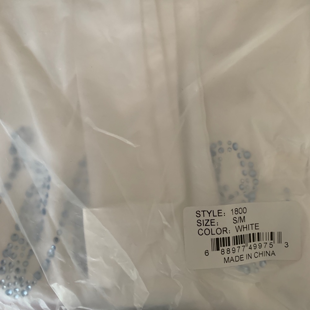 White Bridal Robe with Blue Rhinestones - Picture 4 of 5